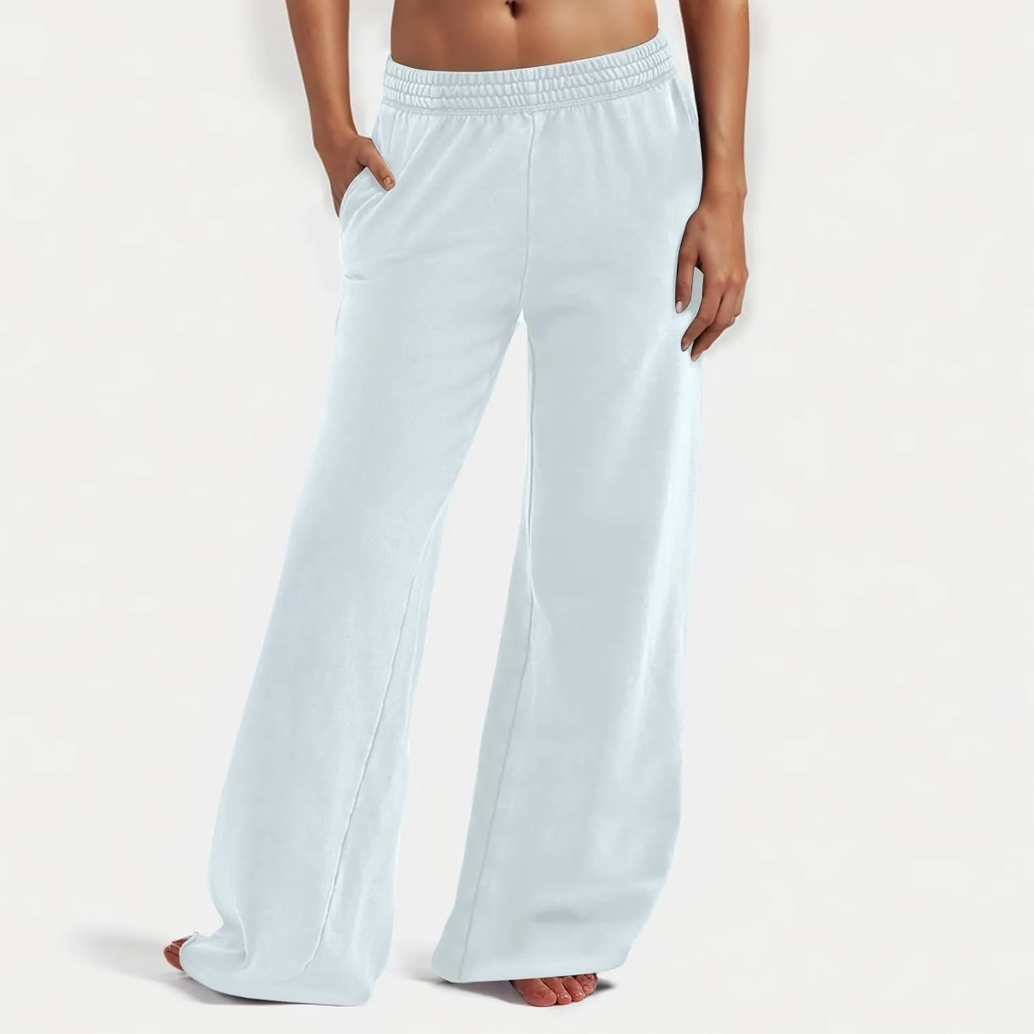 Miyaomn Womens Wide Leg Athletic Sweatpants Elastic High Waisted Baggy Jogger Pants Casual Solid Lounge Trousers with Pockets