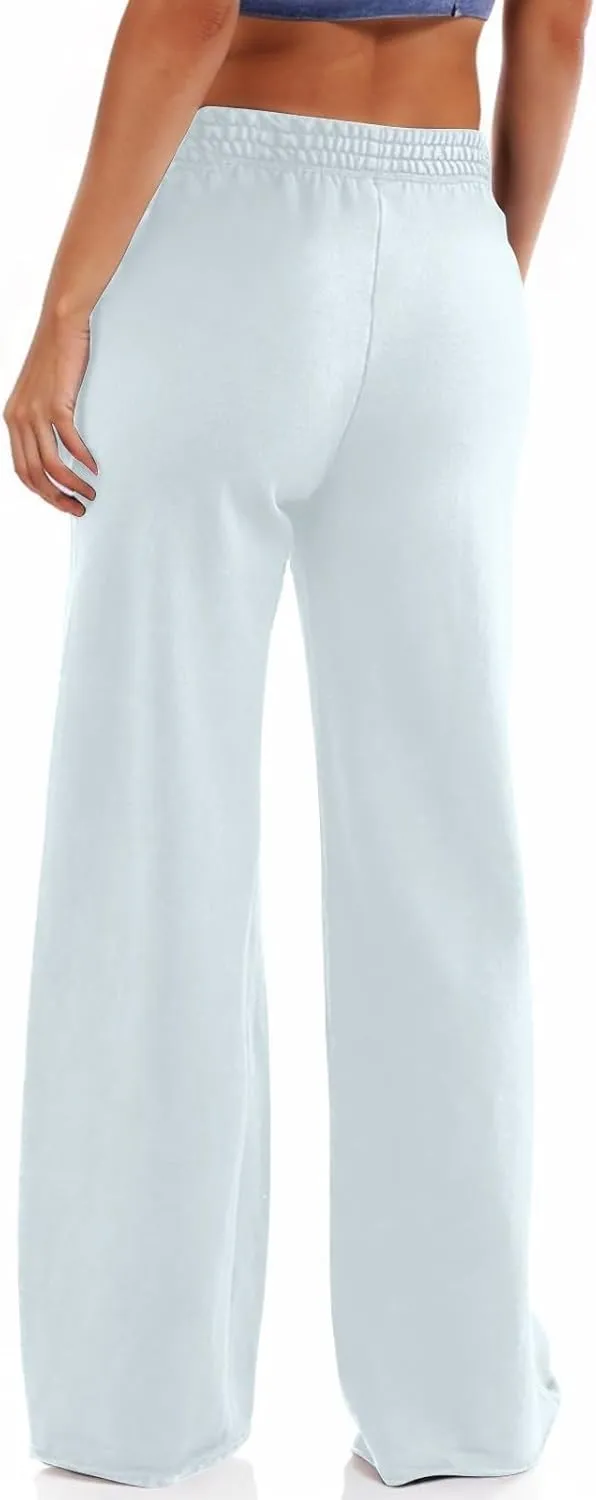 Miyaomn Womens Wide Leg Athletic Sweatpants Elastic High Waisted Baggy Jogger Pants Casual Solid Lounge Trousers with Pockets