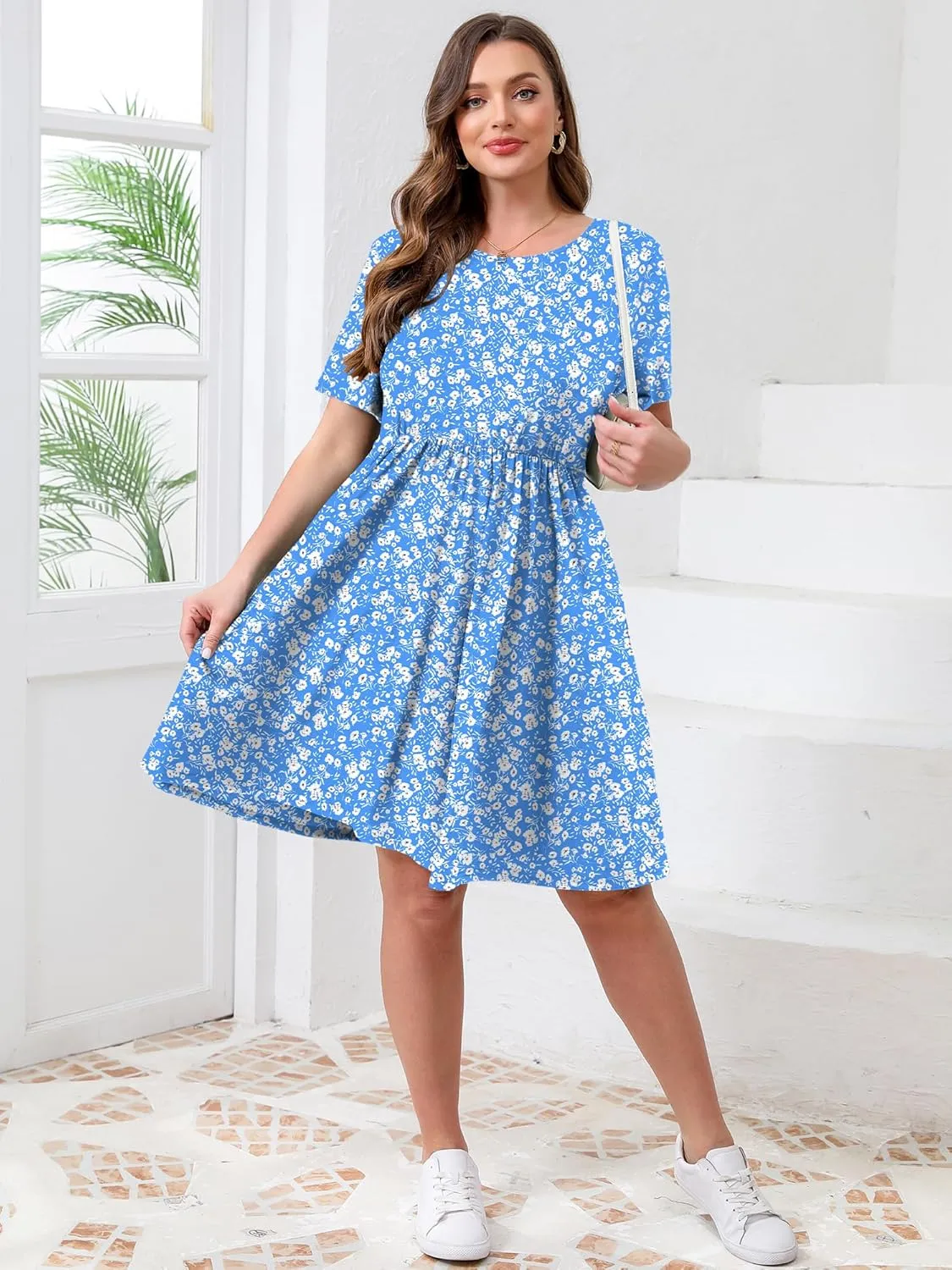 MK Shop Limited Womens Plus Size Dresses Maxi Summer Casual Curvy Cute Dress Short Sleeve Loose Dress with Pockets
