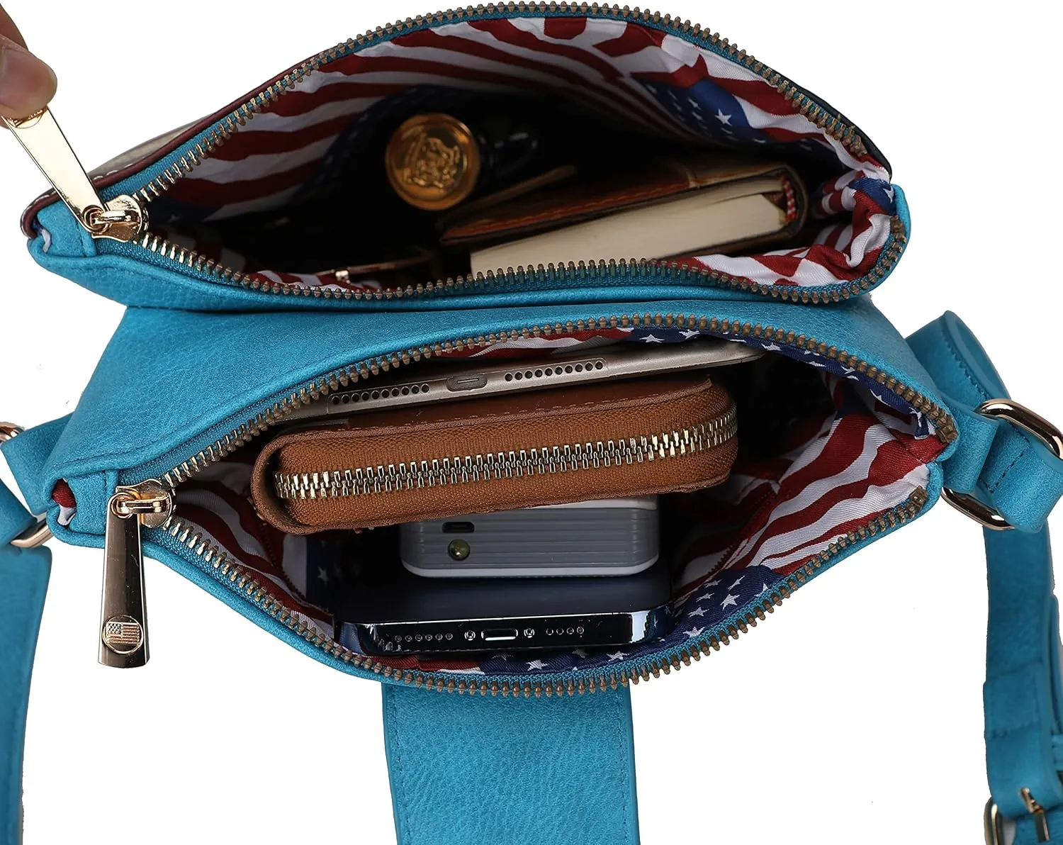 MKF Collection Patriotic Crossbody Bag for Women, American Flag Vegan Leather Usa Shoulder Bag Purse By Mia K