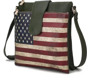 MKF Collection Patriotic Crossbody Bag for Women, American Flag Vegan Leather Usa Shoulder Bag Purse By Mia K