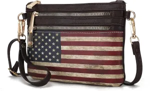 MKF Collection USA Crossbody Bag for Women, American Flag Wristlet Shoulder Purse, Vegan Leather Lady Messenger Handbag