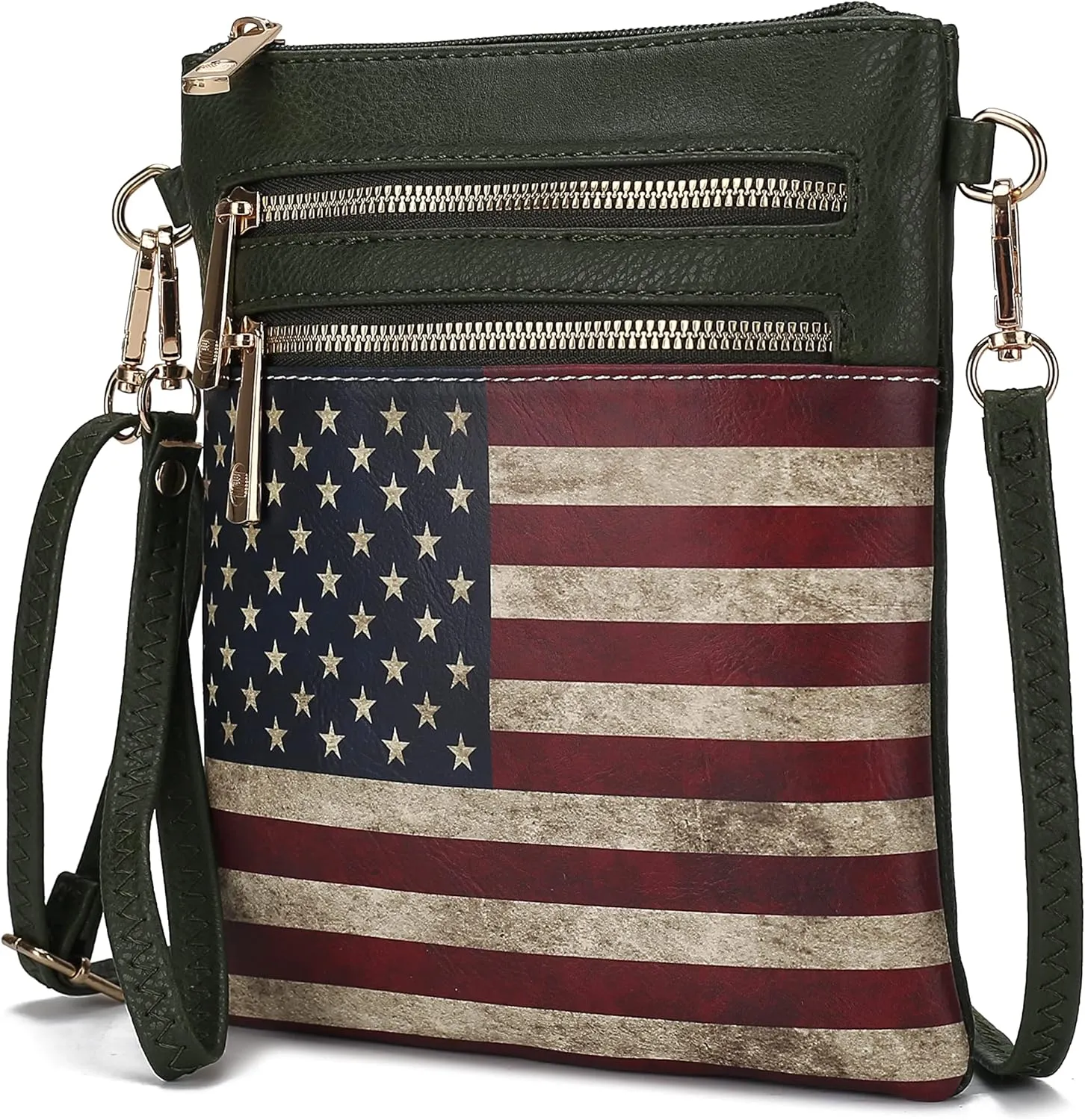 MKF Collection USA Crossbody Bags for Women, Patriotic Crossover American Flag Messenger Fashion Handbag Purse