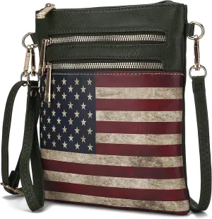 MKF Collection USA Crossbody Bags for Women, Patriotic Crossover American Flag Messenger Fashion Handbag Purse