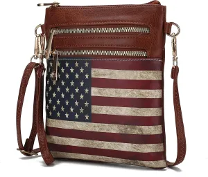 MKF Collection USA Crossbody Bags for Women, Patriotic Crossover American Flag Messenger Fashion Handbag Purse