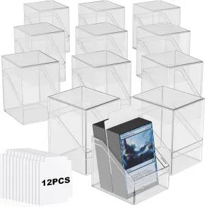 Mlikero Card Deck Cases, 12 Pack Acrylic Commander Deck Box Holding 100  Sleeved Cards with 12 Dividers, Clear Card Storage Box Fit for MTG, TCG, Sports Cards