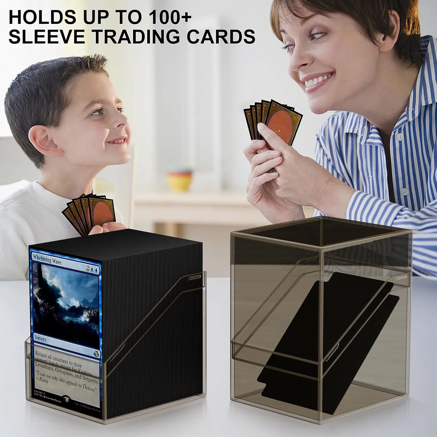 Mlikero Card Deck Cases, 6 Pack Acrylic Commander Deck Box Holding 100  Sleeved Cards with 6 Dividers, Sturdy Card Storage Box Fit for MTG, TCG, Sports Cards (Black)