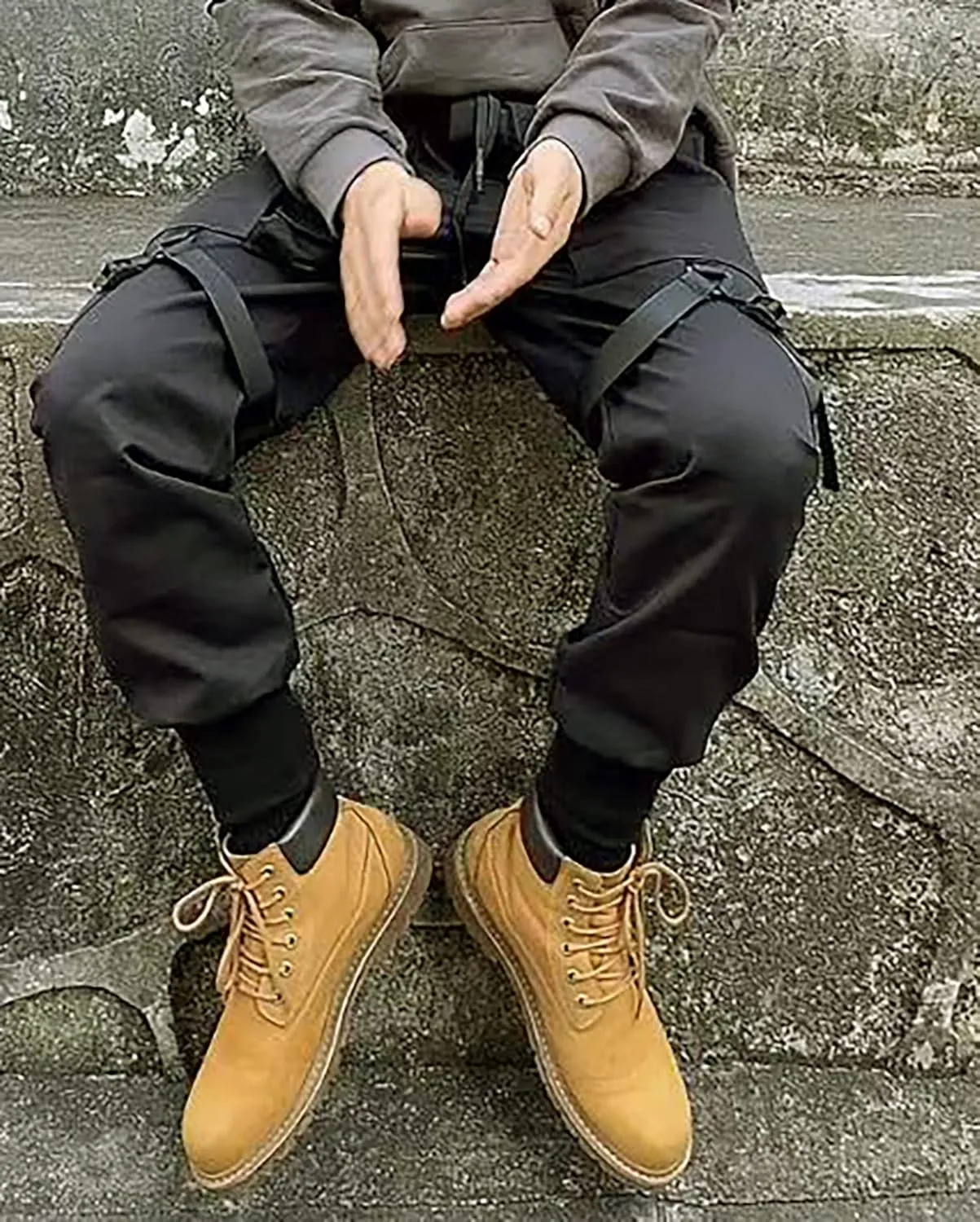 MOKEWEN Men's Jogger Cargo Techwear Streetwear Ankle Casual Harem Pants with Pocket