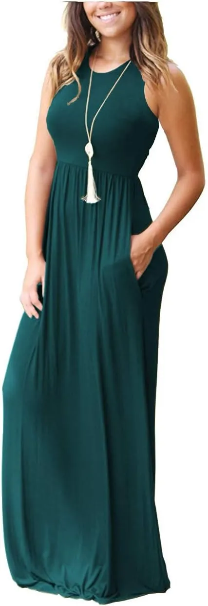 MOLERANI Women's Loose Plain Maxi Dresses Casual Long Dresses with Pockets