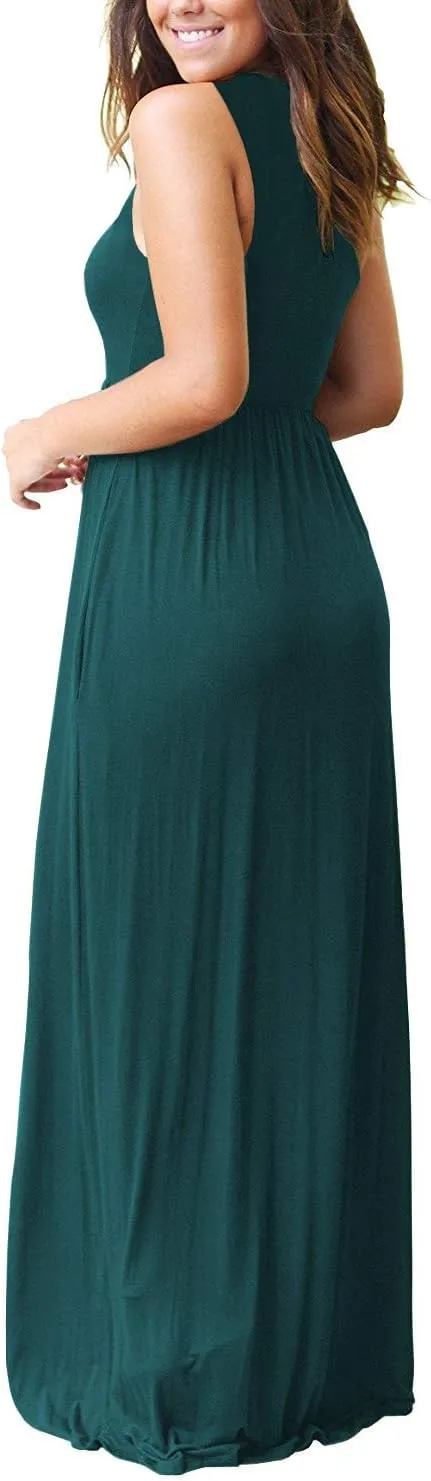 MOLERANI Women's Loose Plain Maxi Dresses Casual Long Dresses with Pockets