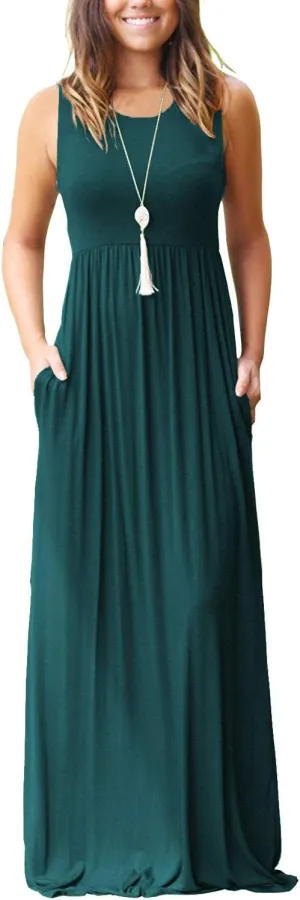 MOLERANI Women's Loose Plain Maxi Dresses Casual Long Dresses with Pockets