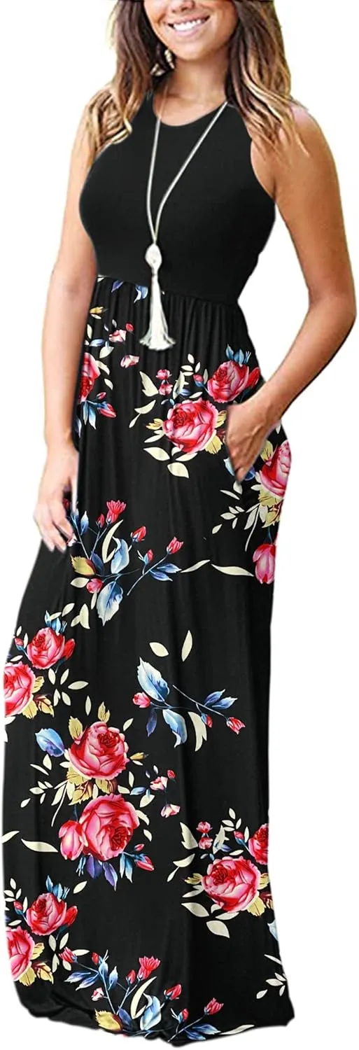 MOLERANI Women's Loose Plain Maxi Dresses Casual Long Dresses with Pockets