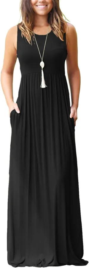 MOLERANI Women's Loose Plain Maxi Dresses Casual Long Dresses with Pockets