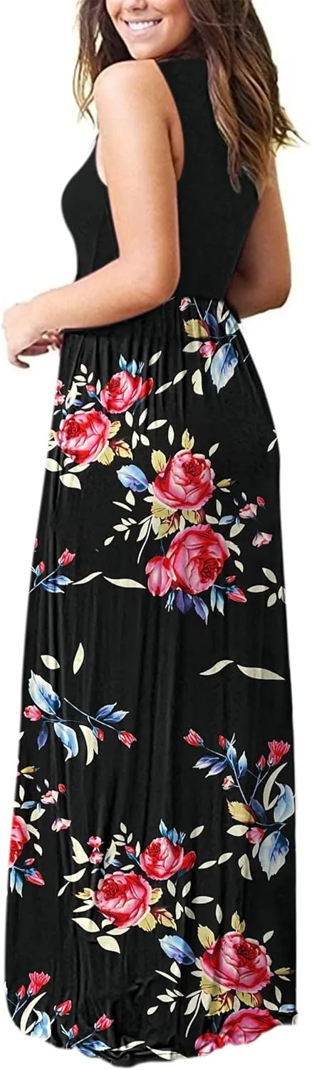 MOLERANI Women's Loose Plain Maxi Dresses Casual Long Dresses with Pockets