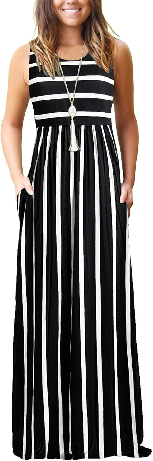 MOLERANI Women's Loose Plain Maxi Dresses Casual Long Dresses with Pockets