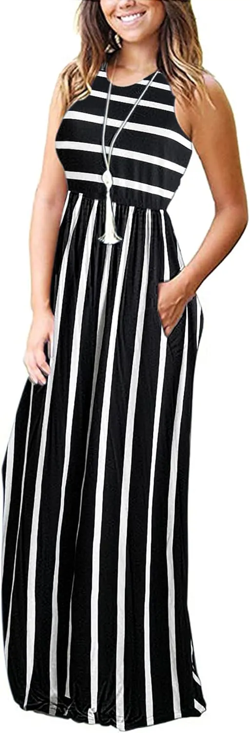 MOLERANI Women's Loose Plain Maxi Dresses Casual Long Dresses with Pockets