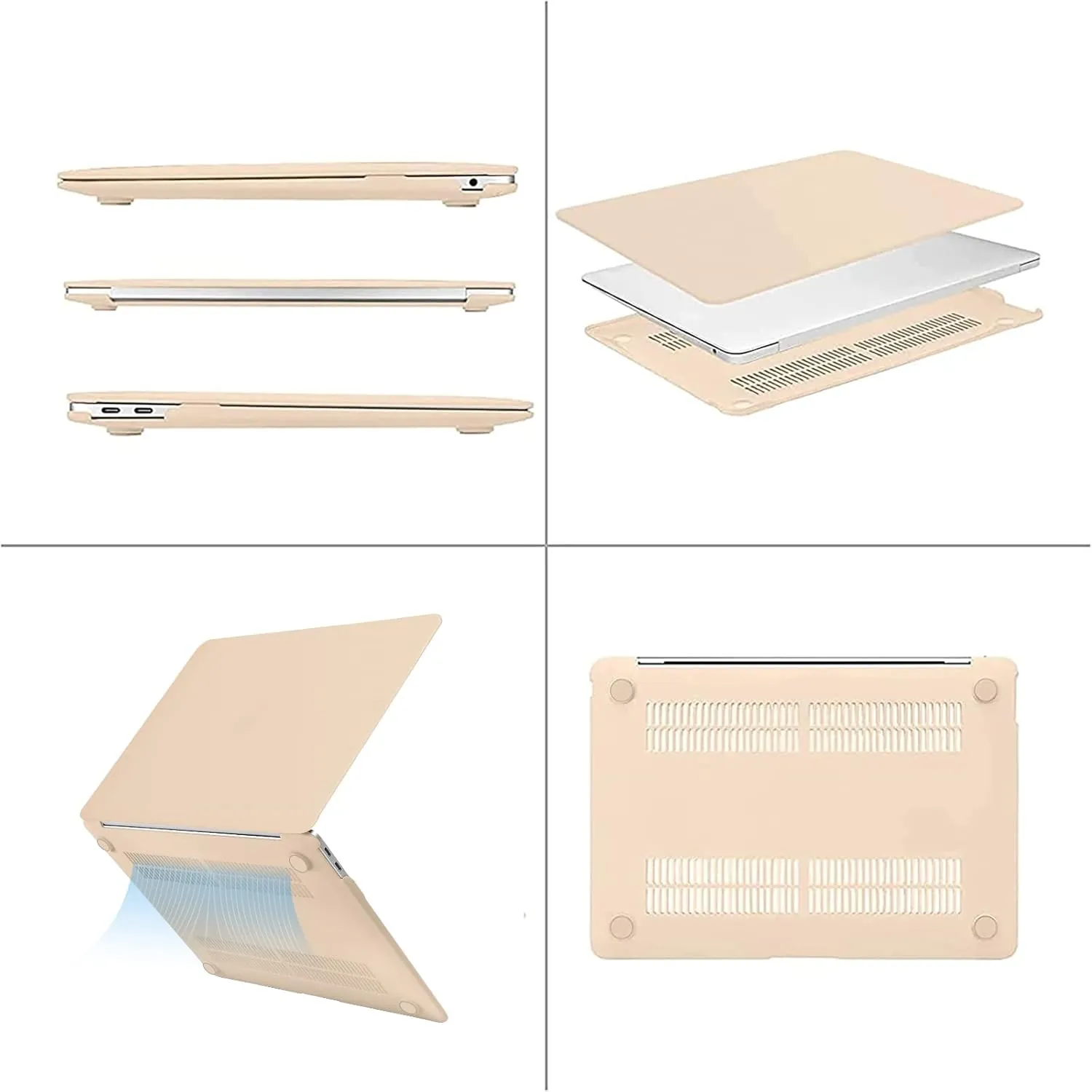 MOSISO Compatible with MacBook Air 13 inch Case 2022, 2021-2018 Release A2337 M1 A2179 A1932, Plastic Hard Shell&Keyboard Cover&Screen Film&Storage Bag for MacBook Air 13.3 inch Case, Apricot