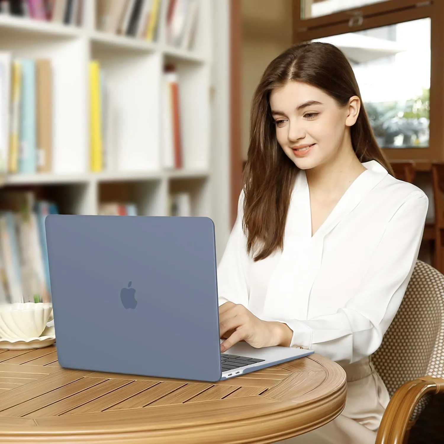 MOSISO Compatible with MacBook Air 13 inch Case 2022, 2021-2018 Release A2337 M1 A2179 A1932, Plastic Hard Shell&Keyboard Cover&Screen Film&Storage Bag for MacBook Air 13.3 inch Case, Haze Blue