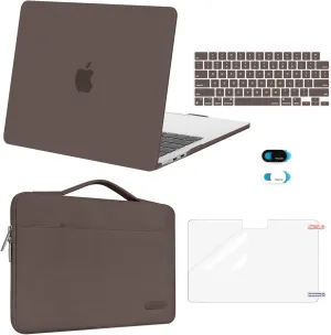 MOSISO Compatible with MacBook Air 13 inch Case 2025 2024 2023 2022 M4 A3240 M3 A3113 M2 A2681, Hard Shell&Sleeve Bag&Keyboard Skin&Webcam Cover&Screen Film for MacBook Air 13.6 inch, Beige Brown