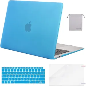 MOSISO Compatible with MacBook Air 13 inch Case M1 Chip 2021-2018 Release A2337 A2179 A1932, Plastic Hard Shell&Keyboard Cover&Screen Film&Storage Bag for MacBook Air 13.3 inch Case, Aqua Blue