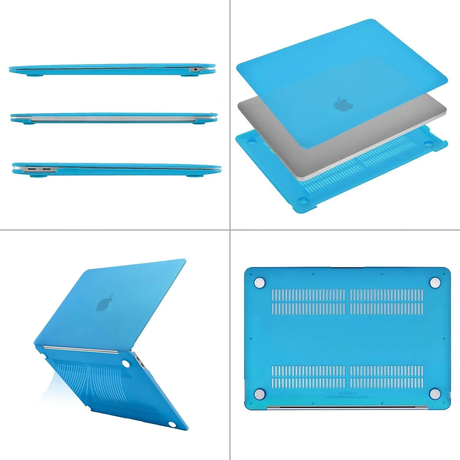 MOSISO Compatible with MacBook Air 13 inch Case M1 Chip 2021-2018 Release A2337 A2179 A1932, Plastic Hard Shell&Keyboard Cover&Screen Film&Storage Bag for MacBook Air 13.3 inch Case, Aqua Blue