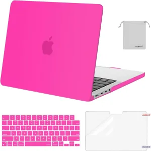 MOSISO Compatible with MacBook Pro 14 inch Case 2025 2024 2023 2022 2021 M4 M3 M2 M1 A3112 A3185 A3401 A2918 A2992 A2779 A2442, Plastic Hard Shell&Keyboard Cover&Screen Film&Pouch, Bright Rose