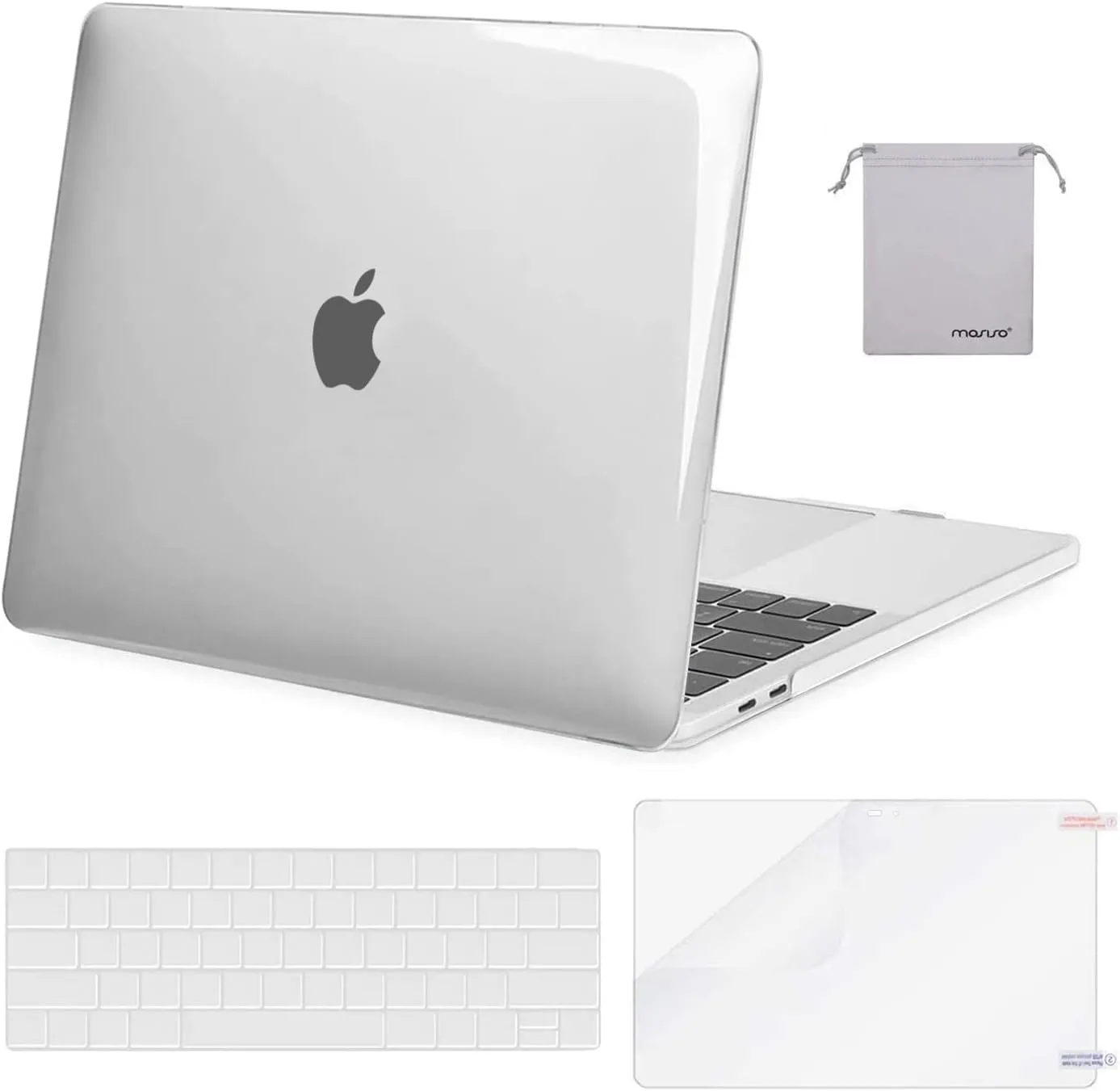 MOSISO Compatible with MacBook Pro 15 inch Case 2019 2018 2017 2016 Release A1990 A1707 with Touch Bar, Plastic Hard Shell Case & Keyboard Cover & Screen Protector & Storage Bag, Crystal Clear