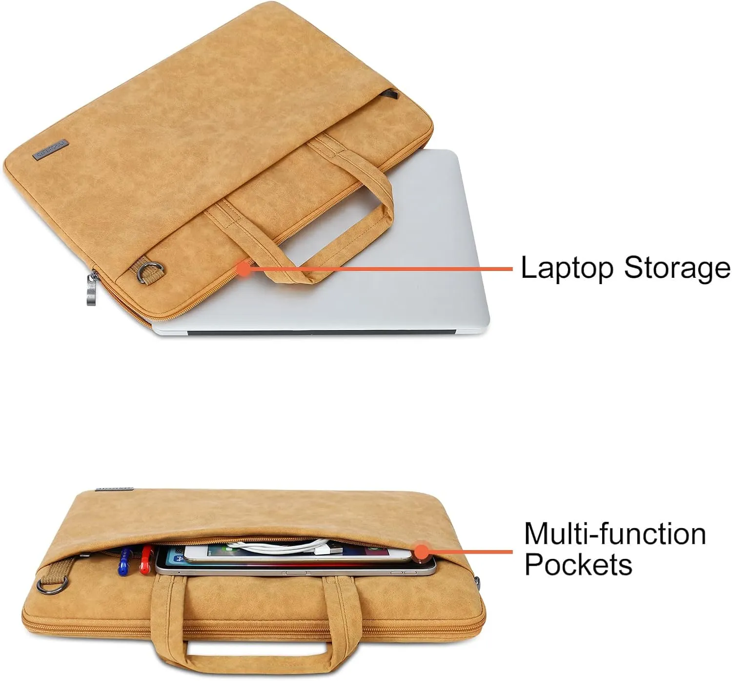 MOSISO Laptop Shoulder Bag Compatible with MacBook Pro 16 inch 2022 2021 M1 Pro/Max A2485/2019-2020 A2141,15-15.6 inch Notebook,Waterproof PU Leather Carrying Sleeve with Front Pocket&Belt, Brown