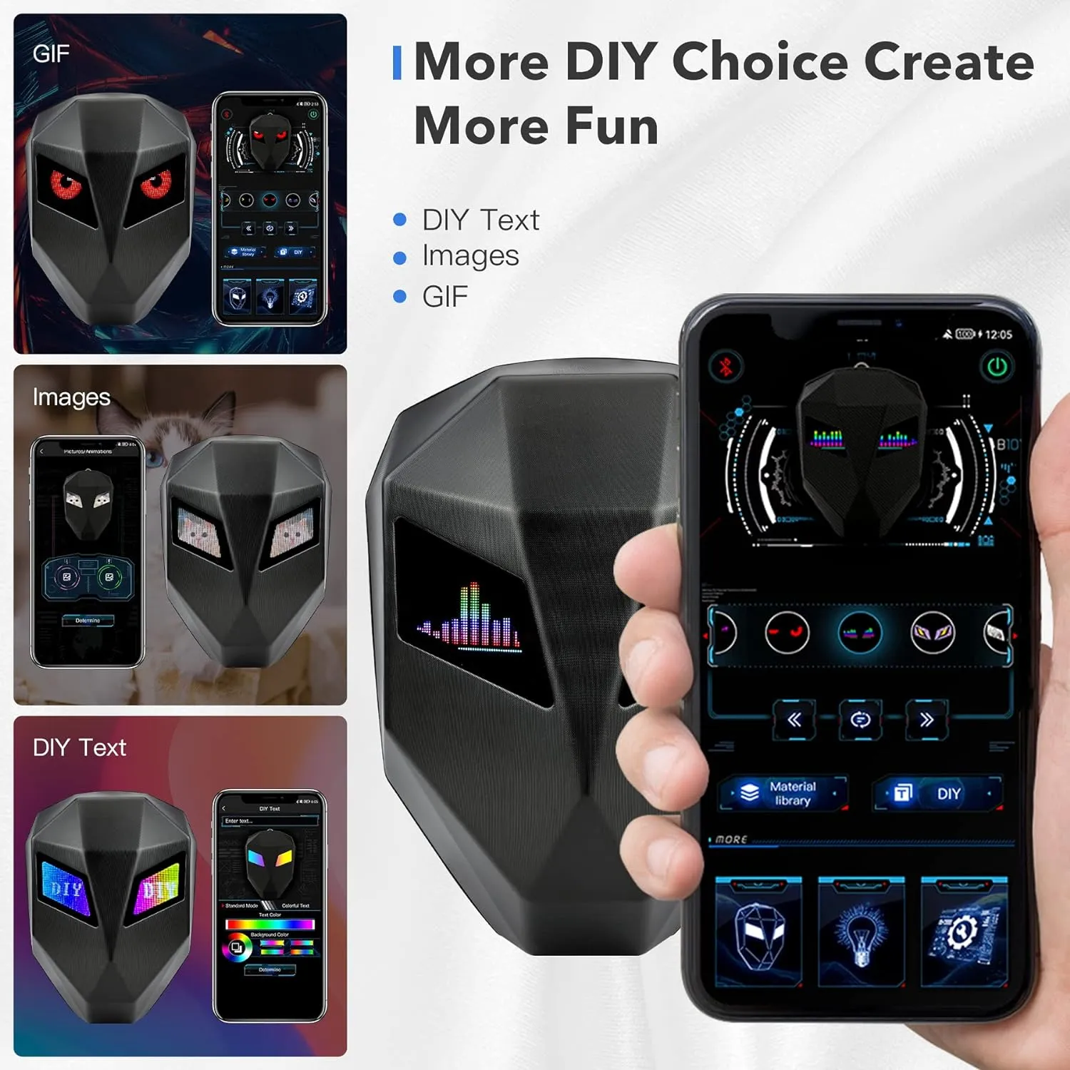Motorcycle Backpack for Men, LED Backpack With DIY Programmable Full Color Screen, Hard Shell Large Capacity Waterproof Helmet Bag Laptop Backpack