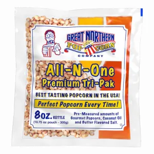 Movie Theater Style 40-Count Popcorn Packs - Pre-Measured 8-Ounce All-in-One Kernel, Salt, Oil Packets for Popping Machines by Great Northern Popcorn