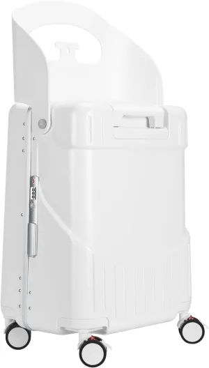 MRPLUM Ride On Luggage with Seat for Kids&Adults with Seat Belt,Hard Shell Lightweight Rolling Spinner Wheels Travel Luggage with TSA Lock,20 inch,White