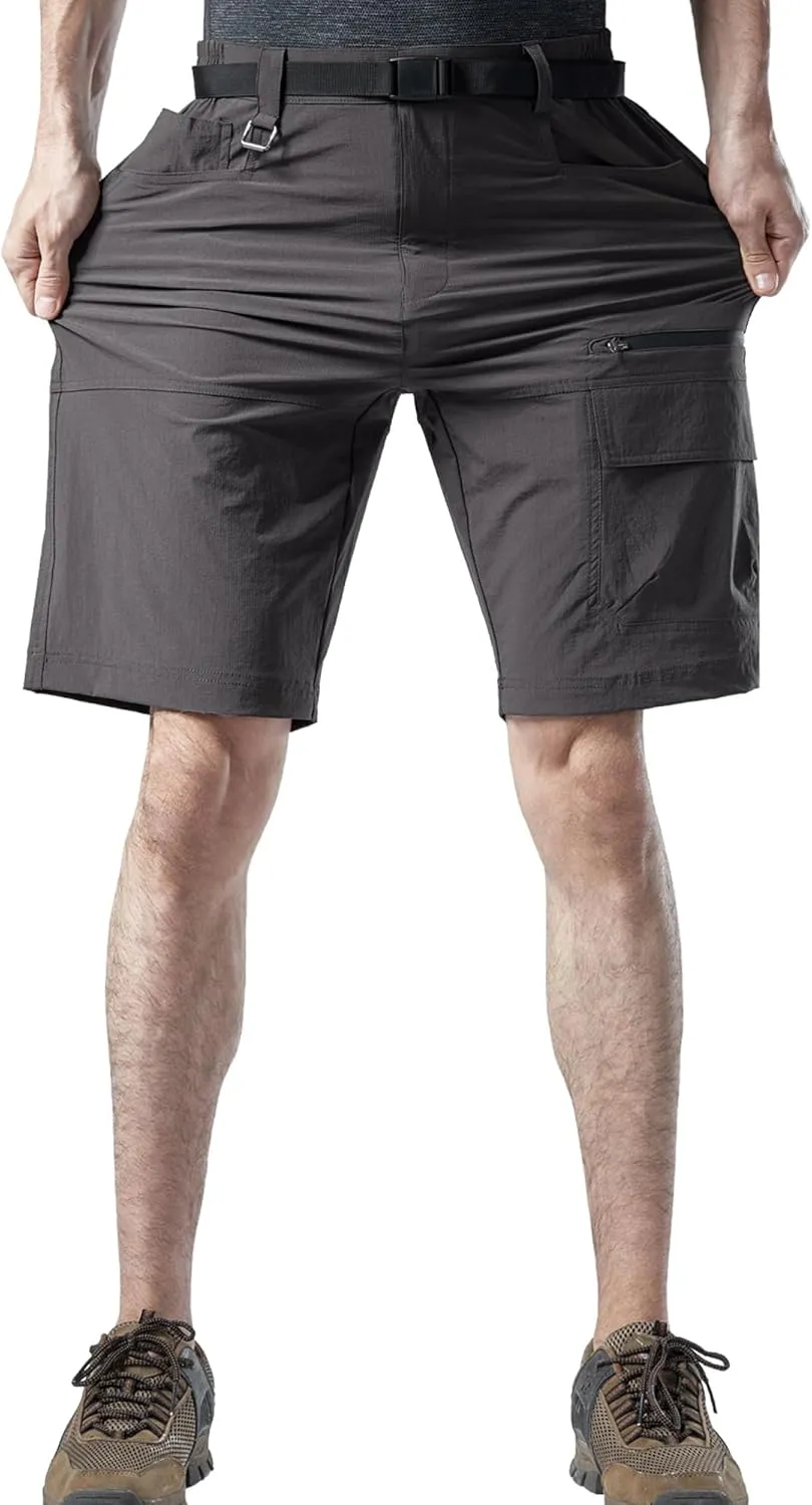 Mr.Stream Men's Summer Quick Drying Fishing Zipper Pocket Elastic Waist Golf Cargo Shorts