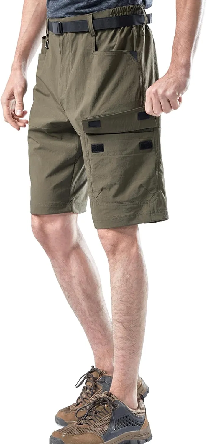 Mr.Stream Men's Summer Quick Drying Fishing Zipper Pocket Elastic Waist Golf Cargo Shorts