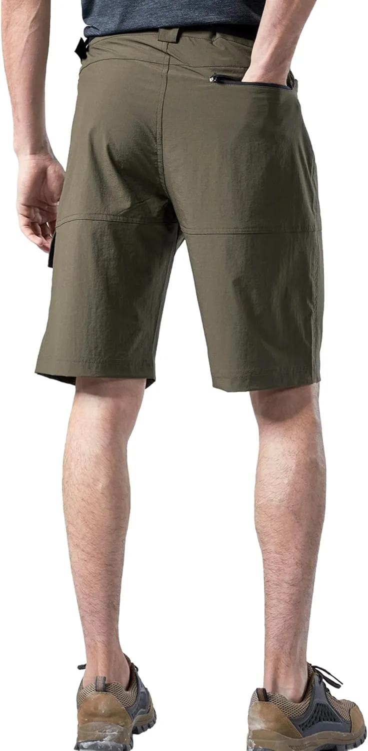 Mr.Stream Men's Summer Quick Drying Fishing Zipper Pocket Elastic Waist Golf Cargo Shorts