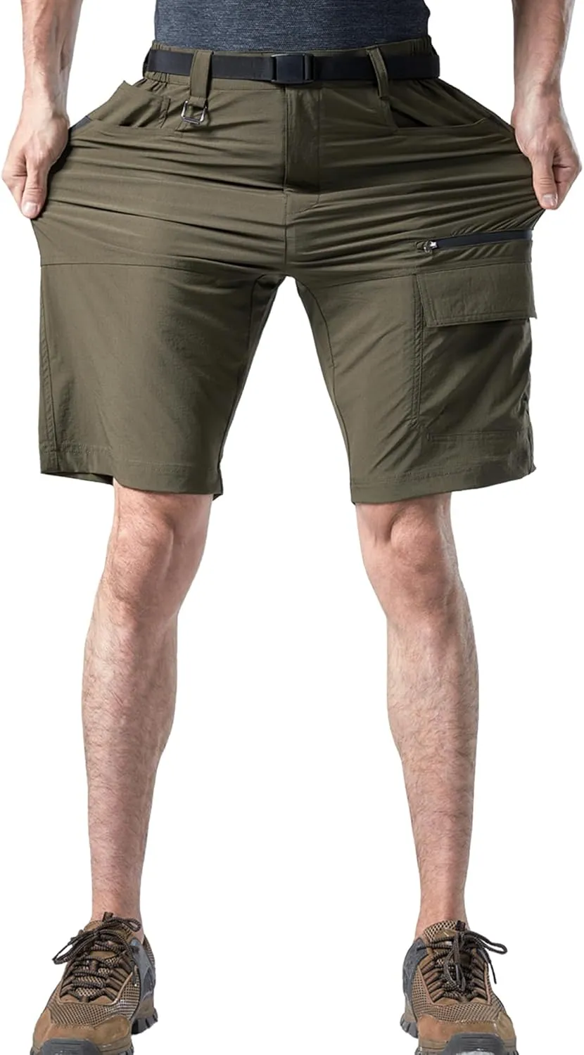 Mr.Stream Men's Summer Quick Drying Fishing Zipper Pocket Elastic Waist Golf Cargo Shorts