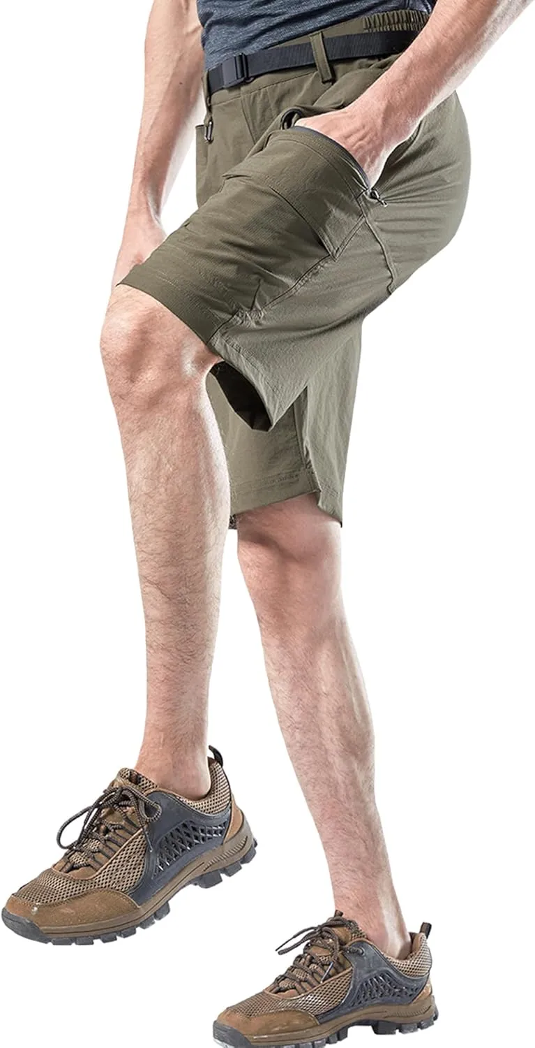Mr.Stream Men's Summer Quick Drying Fishing Zipper Pocket Elastic Waist Golf Cargo Shorts