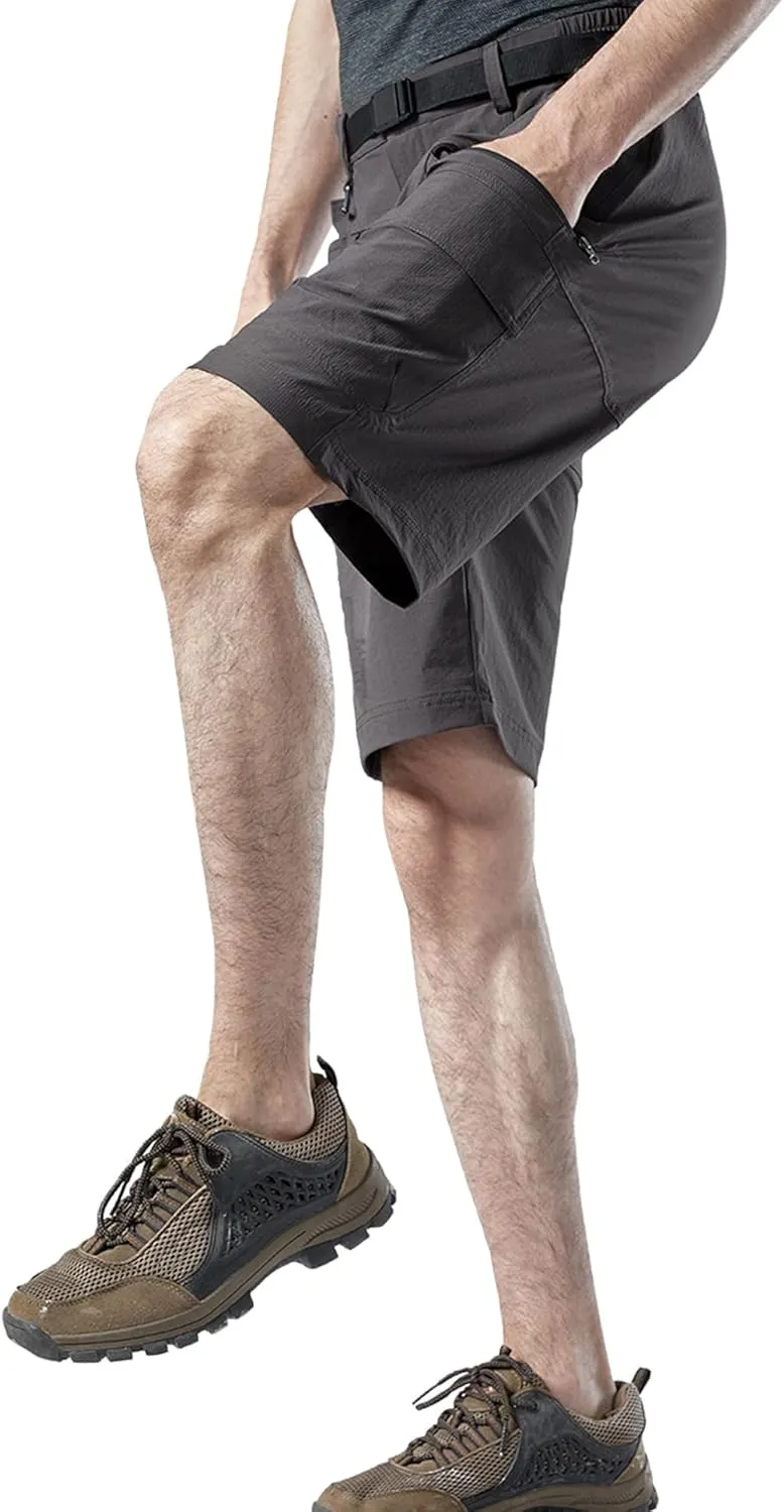 Mr.Stream Men's Summer Quick Drying Fishing Zipper Pocket Elastic Waist Golf Cargo Shorts