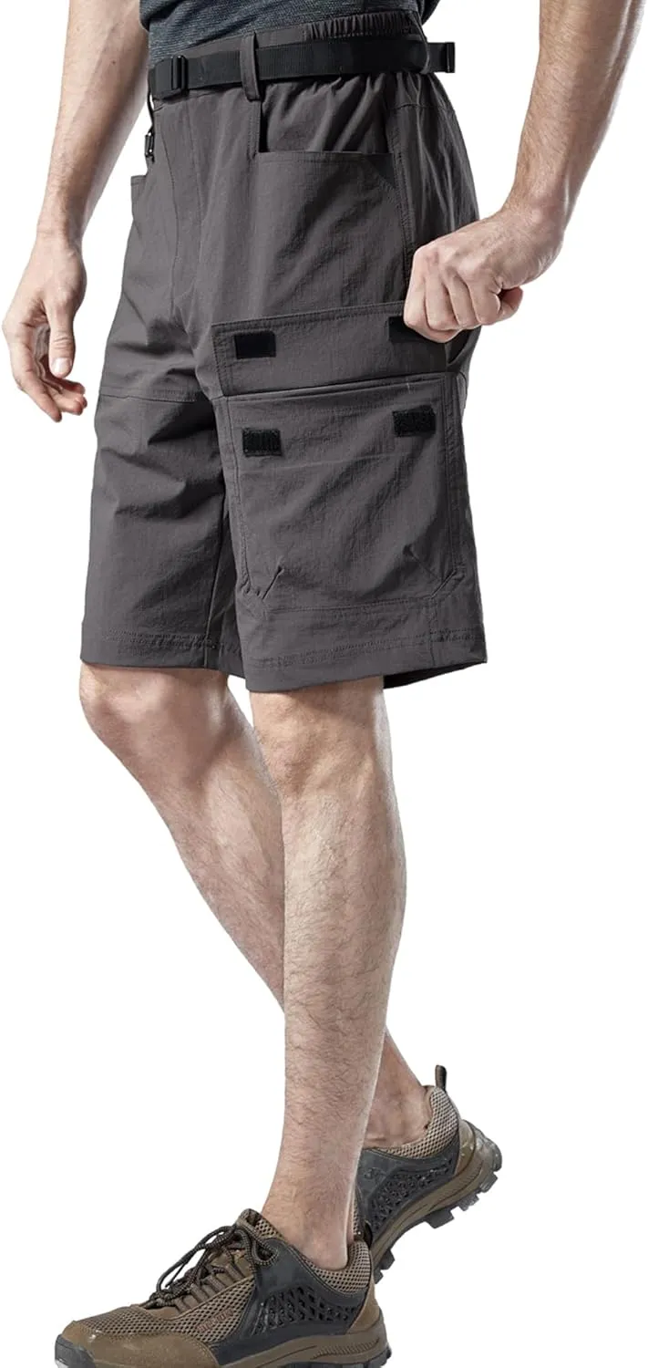 Mr.Stream Men's Summer Quick Drying Fishing Zipper Pocket Elastic Waist Golf Cargo Shorts