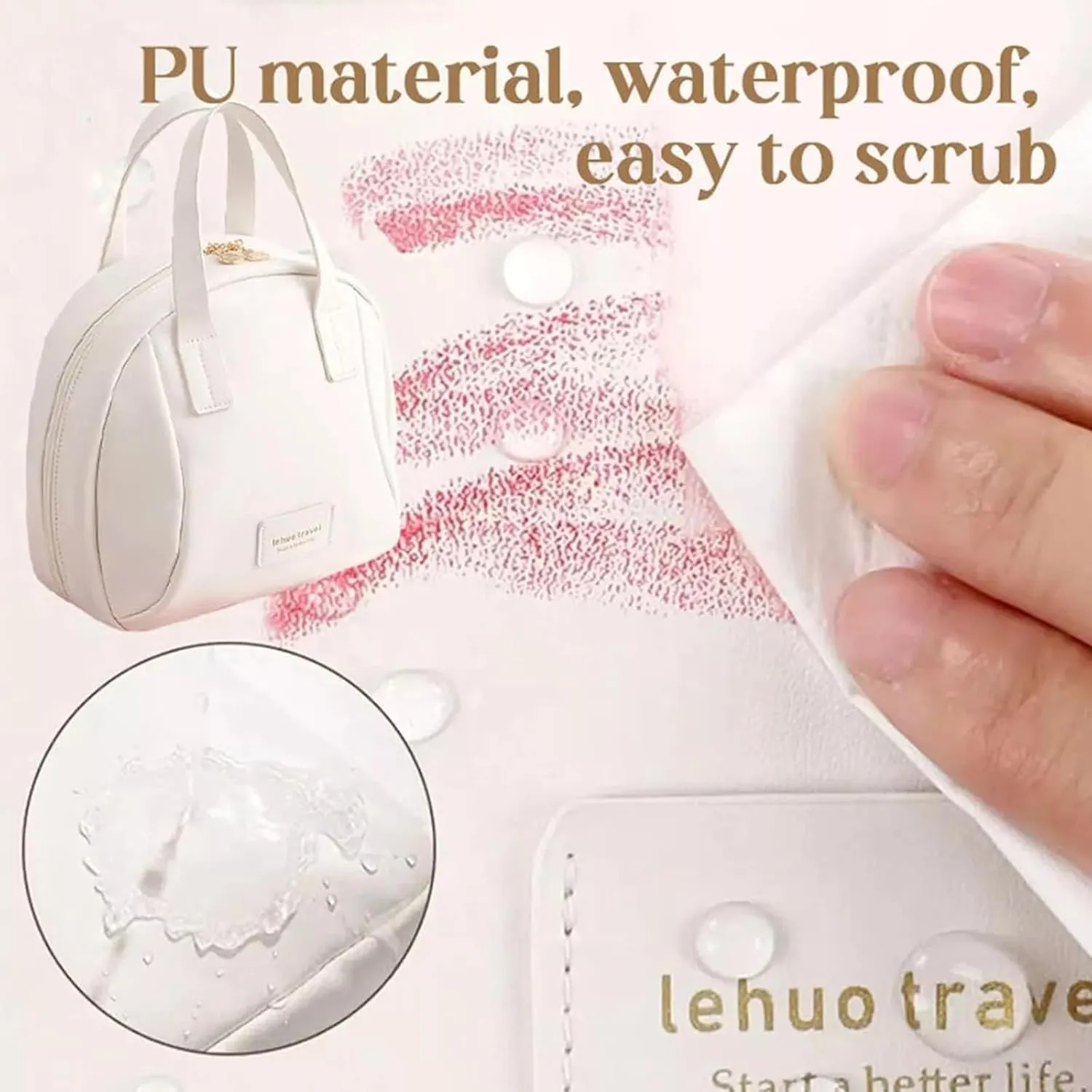 Multi-Layered Shell-Shaped Cosmetic Bag, Lightly Travel Shell Shaped Cosmetic Makeup Bag with Compartments, Waterproof PU Leather Toiletry Bag Handbag Pouch for Women (2pcs 2#)