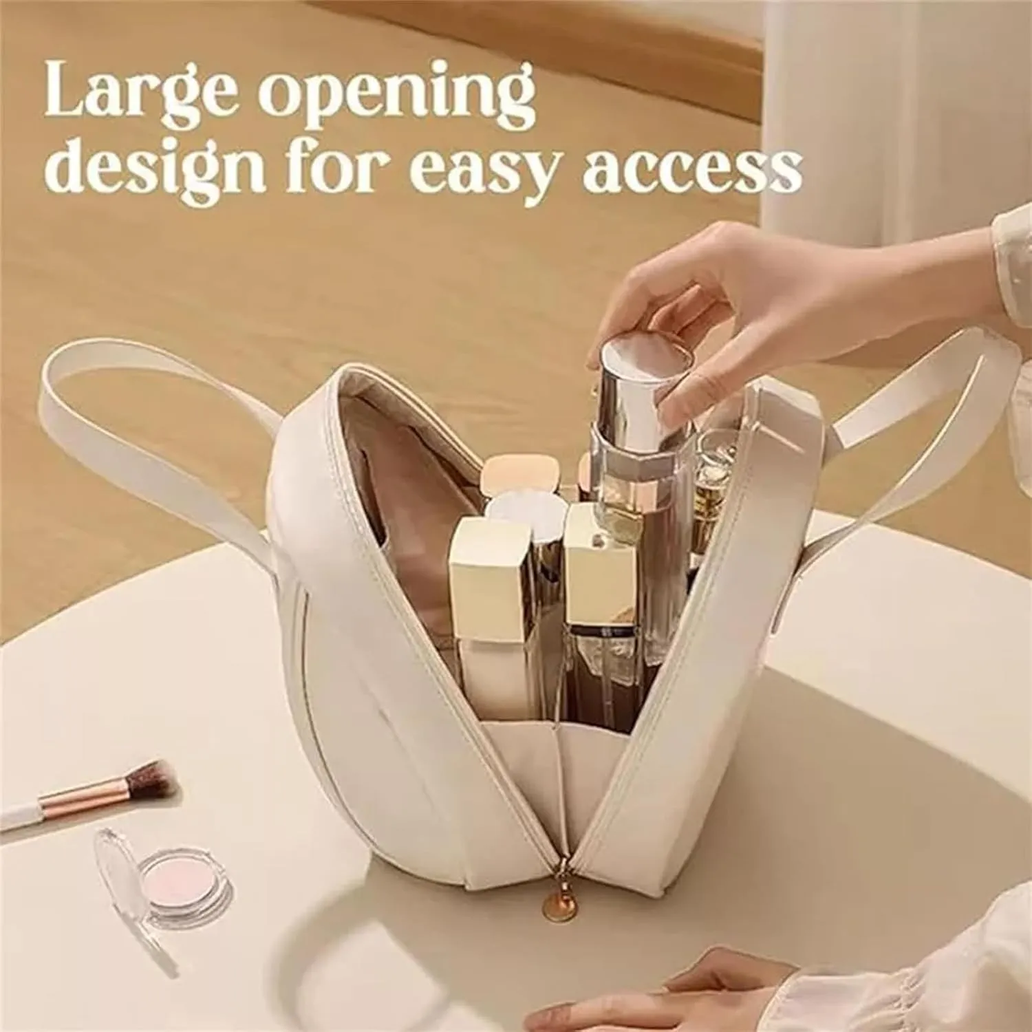 Multi-Layered Shell-Shaped Cosmetic Bag, Lightly Travel Shell Shaped Cosmetic Makeup Bag with Compartments, Waterproof PU Leather Toiletry Bag Handbag Pouch for Women (2pcs 2#)