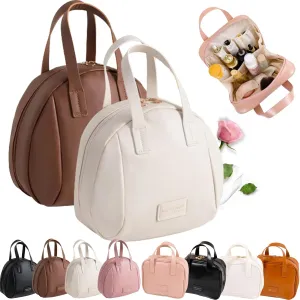 Multi-Layered Shell-Shaped Cosmetic Bag, Lightly Travel Shell Shaped Cosmetic Makeup Bag with Compartments, Waterproof PU Leather Toiletry Bag Handbag Pouch for Women (2pcs 2#)