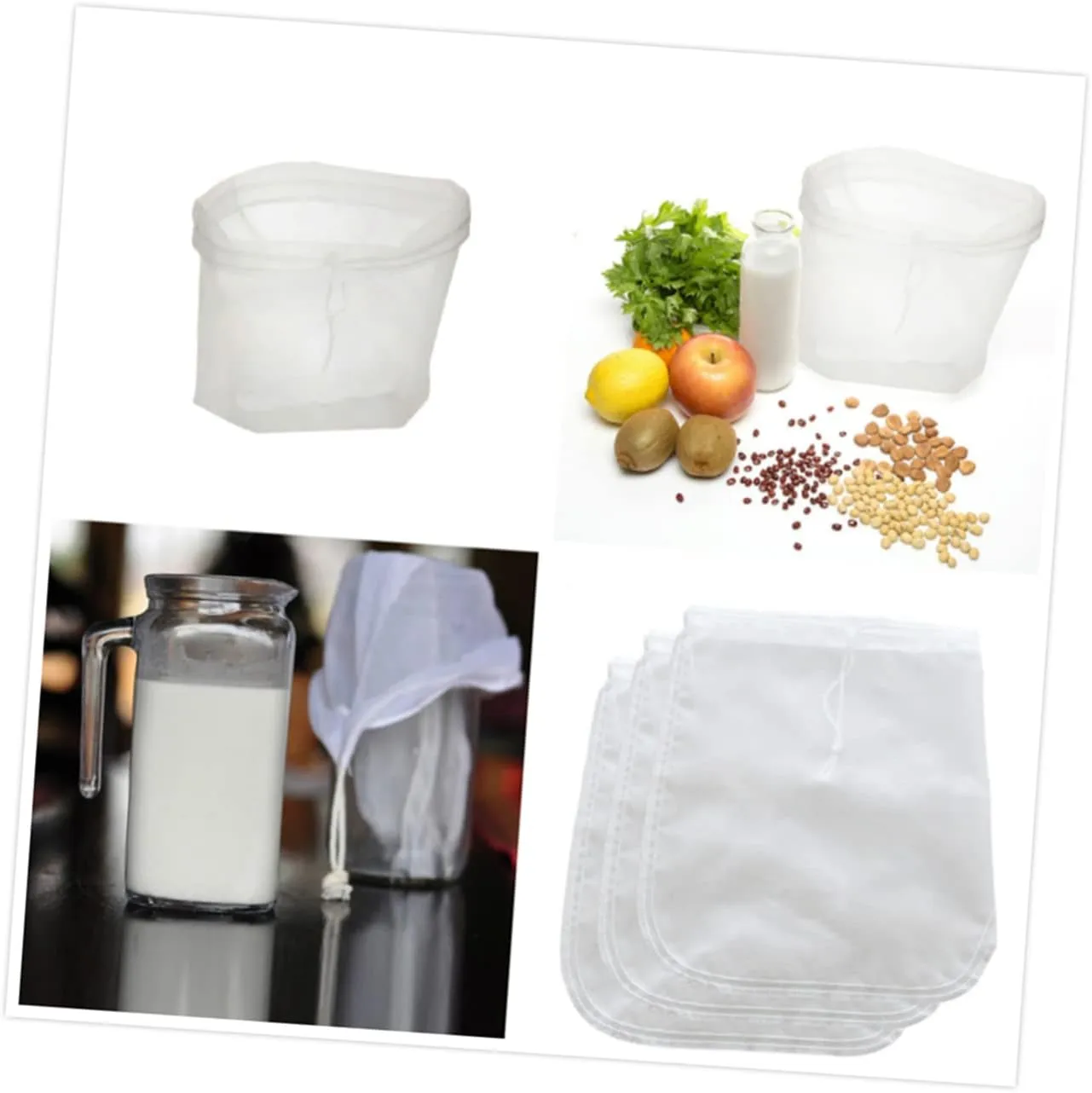 Multi-use Nut Milk Bag Large Soy Milk Filter Bag Cheese Strainer Nut Yogurt Strainer 30x30cm Set of 4