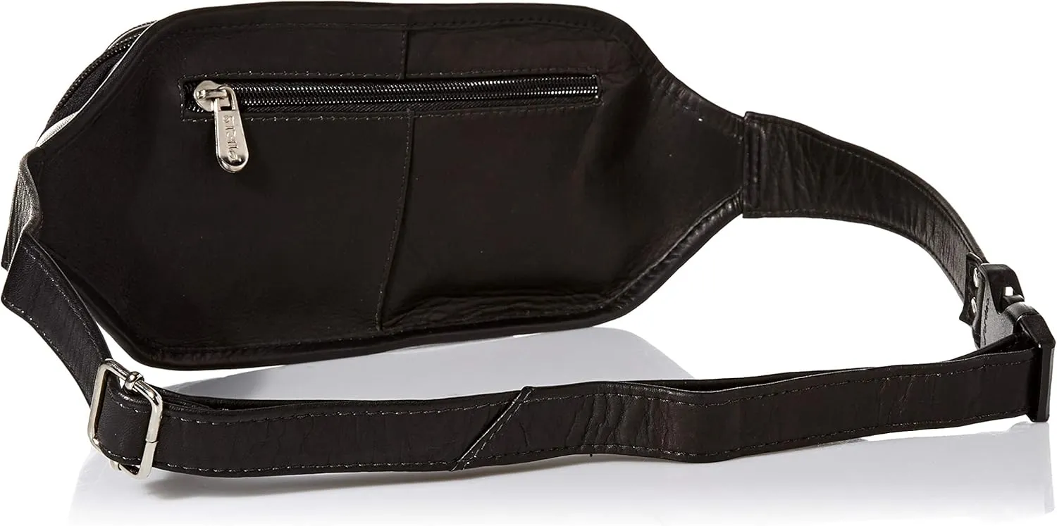 Multi-Zip Oval Waist Bag, Black, One Size