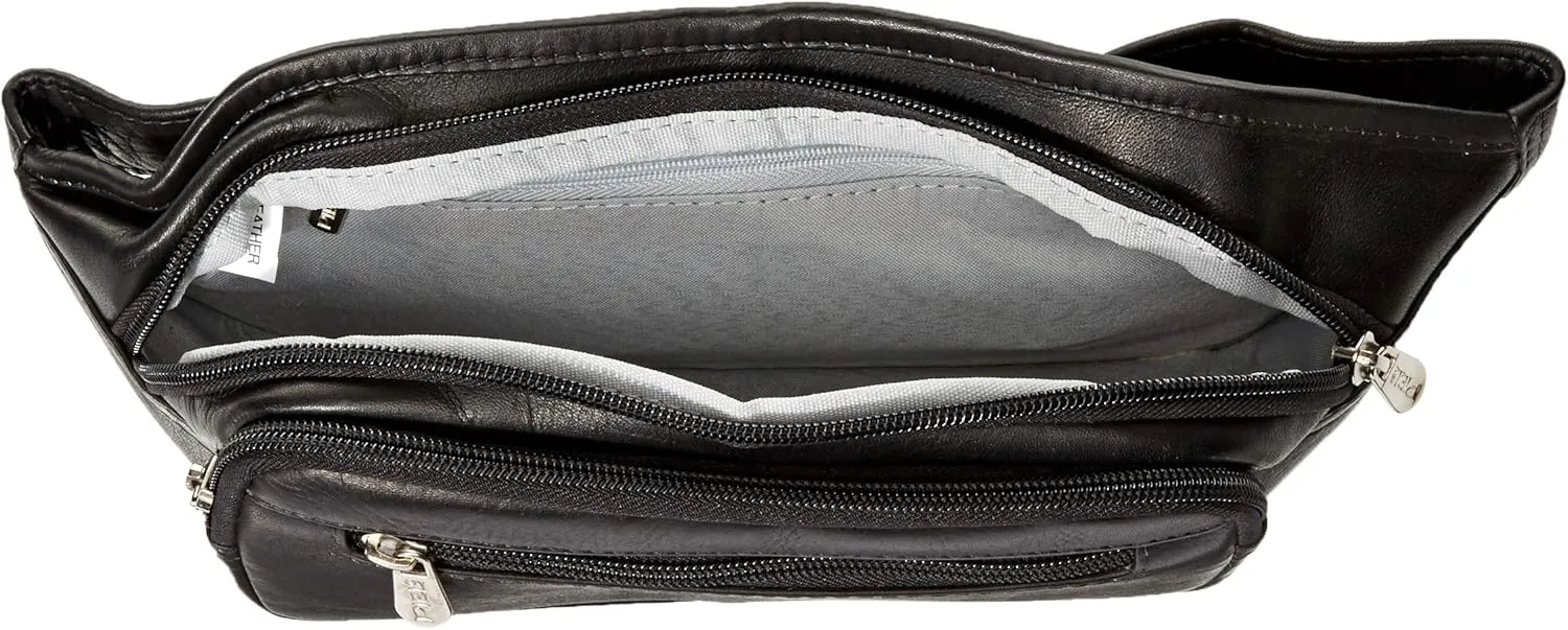 Multi-Zip Oval Waist Bag, Black, One Size