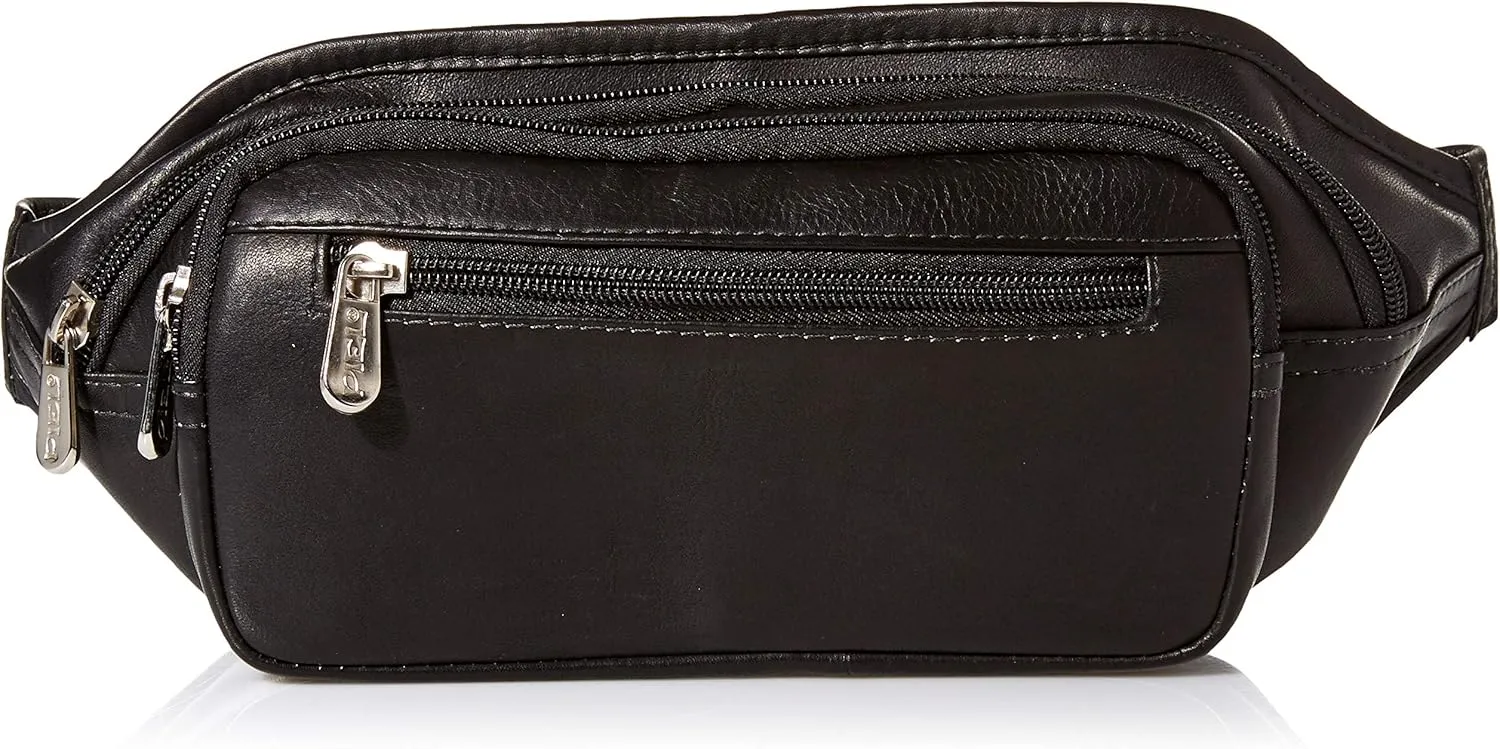 Multi-Zip Oval Waist Bag, Black, One Size
