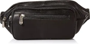 Multi-Zip Oval Waist Bag, Black, One Size