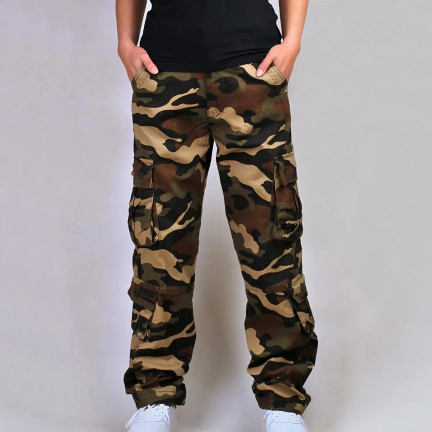 Muscularfit Baggy Cargo Pants for Men 2023 Casual Loose Multi Pockets Camouflage Trouser Lounge Buckle Zipper Camo Sweatpants