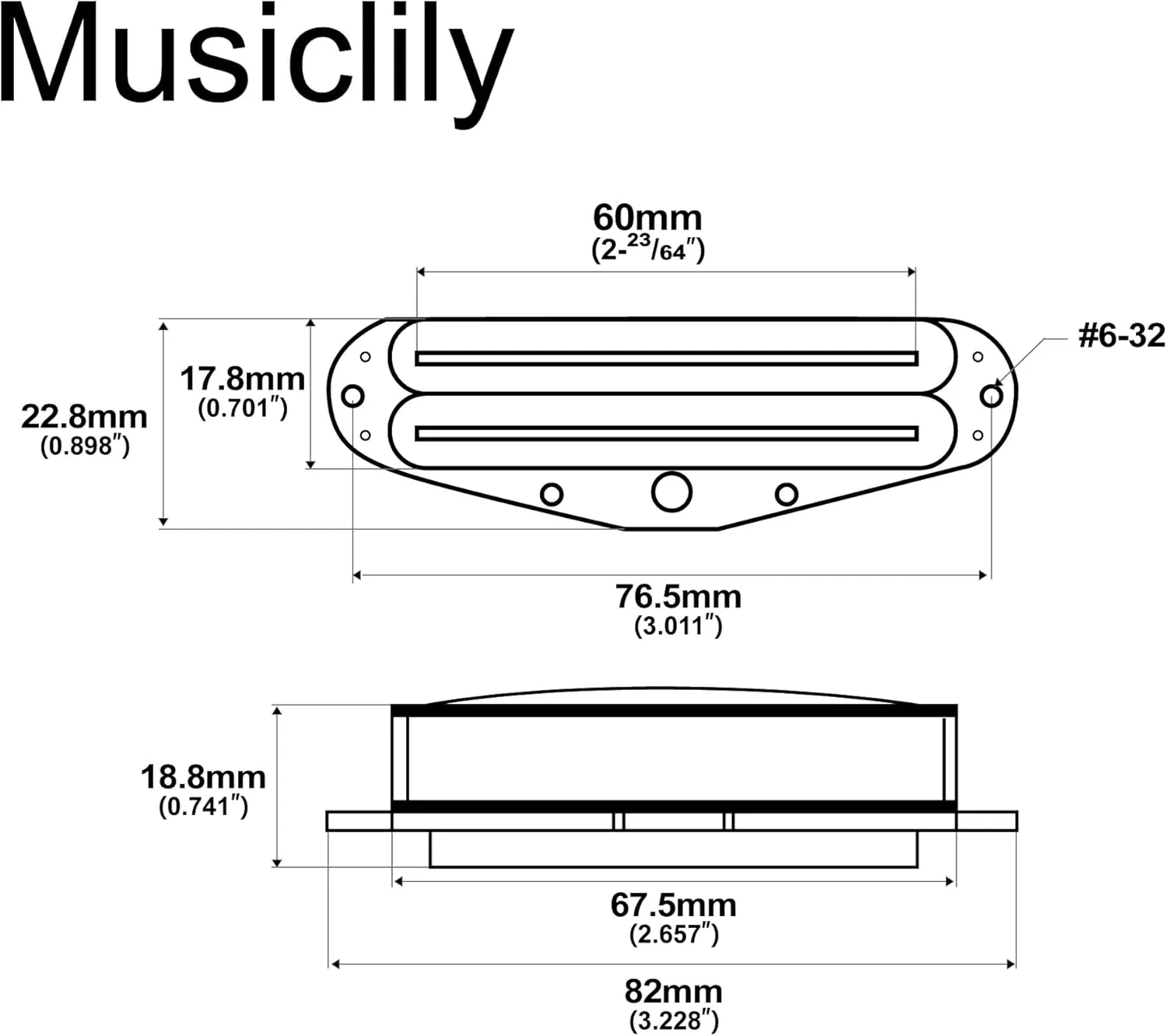 Musiclily Pro ST-DPHC Ceramic Dual Single Coil Sized Humbucker Pickup 13.2K Super Distortion for Strat Style Electric Guitar, White Body Chrome Rail