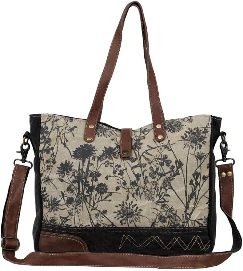 Myra Bag Mystique Messenger Bag Upcycled Canvas & Leather S-2573