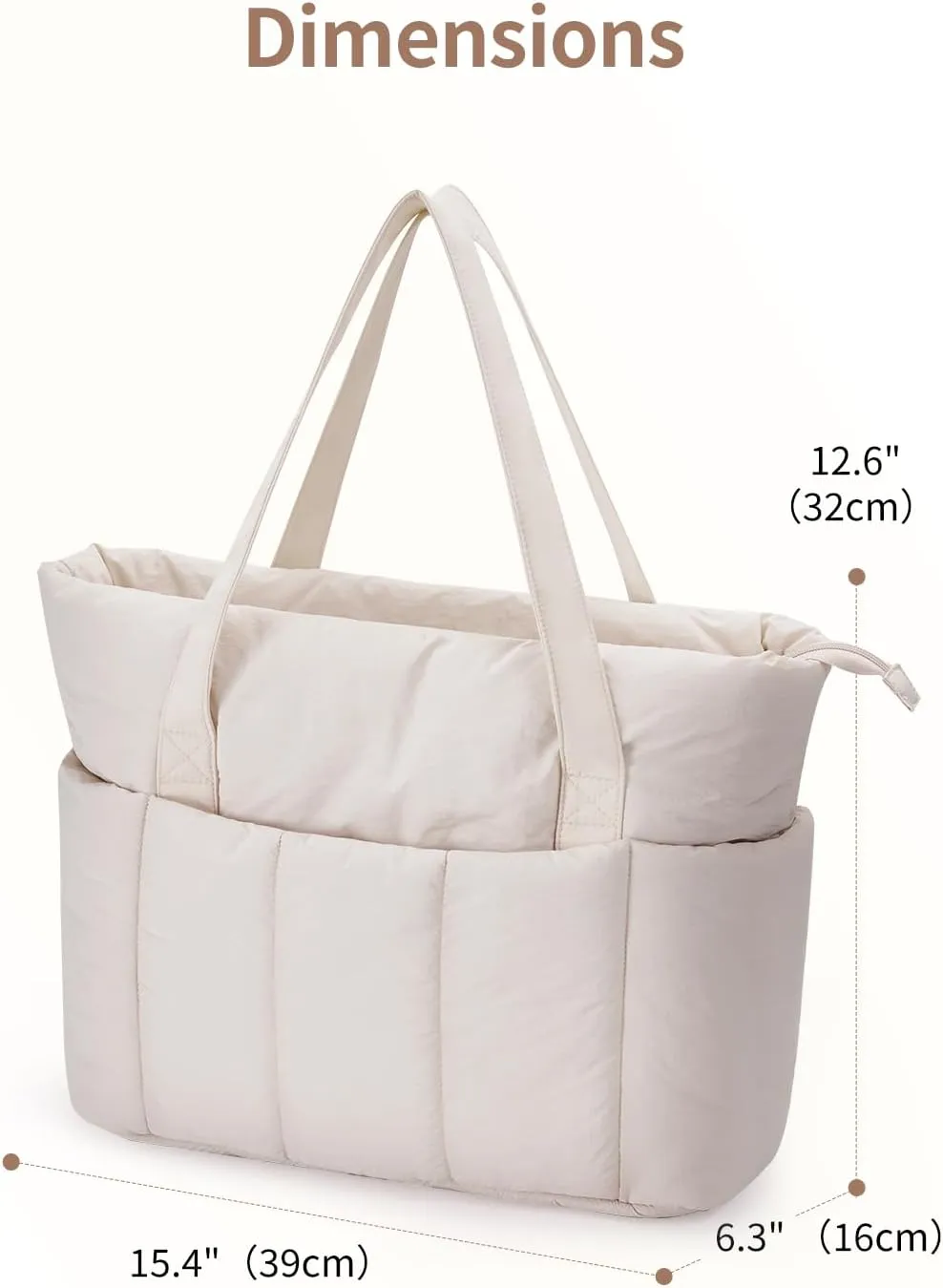 Narwey Puffer Travel Tote Bag for Women Work with Laptop Compartment, Quilted Puffy Tote Bags for Carry on, College, Nurse